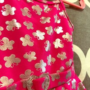 Infant Pink Bathing Suit with Silver Butterflies